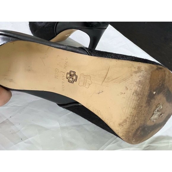 Ann Taylor Women's Black Calf Hair Peep Toe Ankle Booties Zip Size 6.5 - Picture 11 of 12